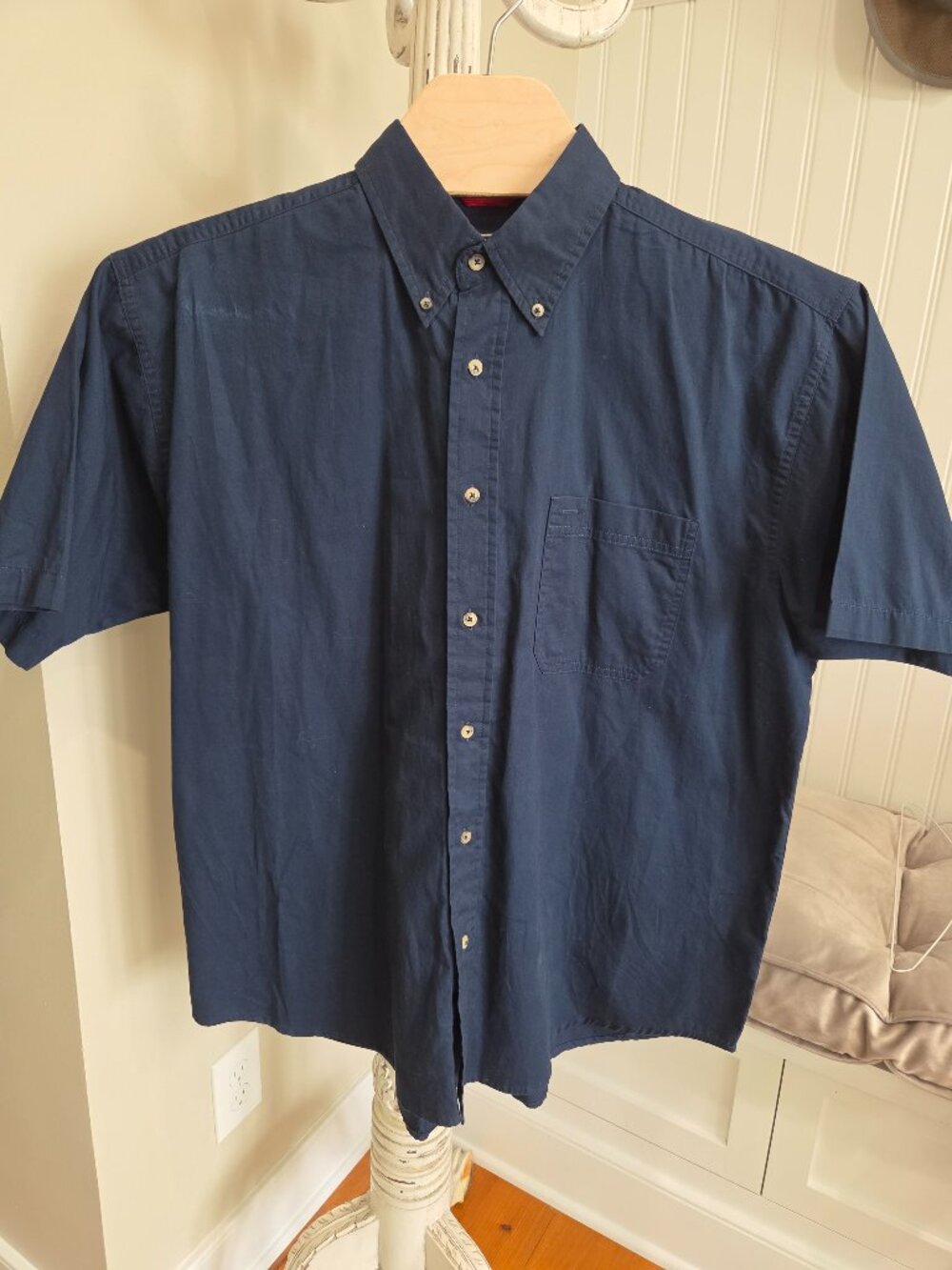Men’s Timber Creek by Wrangler Ultimate Shirt XL Navy Blue Cotton Short Sleeve